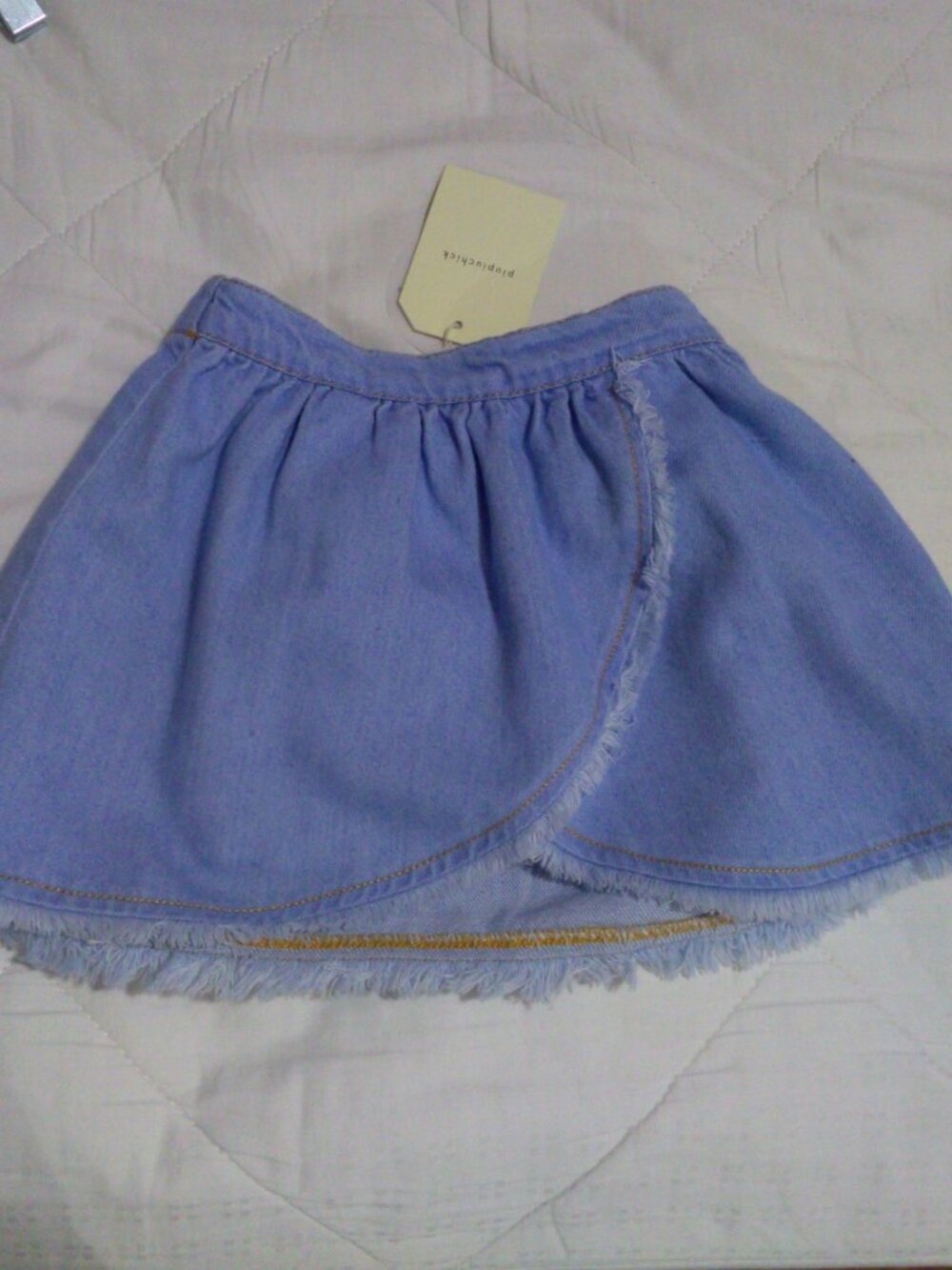 Piupiuchick  Light Blue Soft Denim Short Skirt